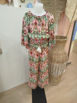 Top Myla imprimé vert et rose