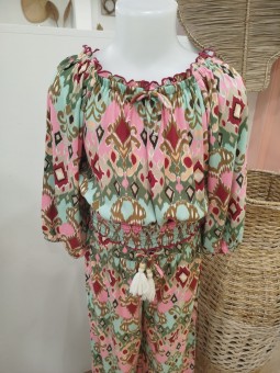 Top Myla imprimé vert et rose